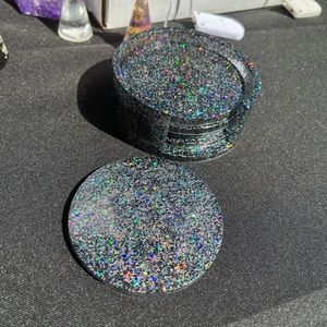 Black Sparkle Resin Coasters